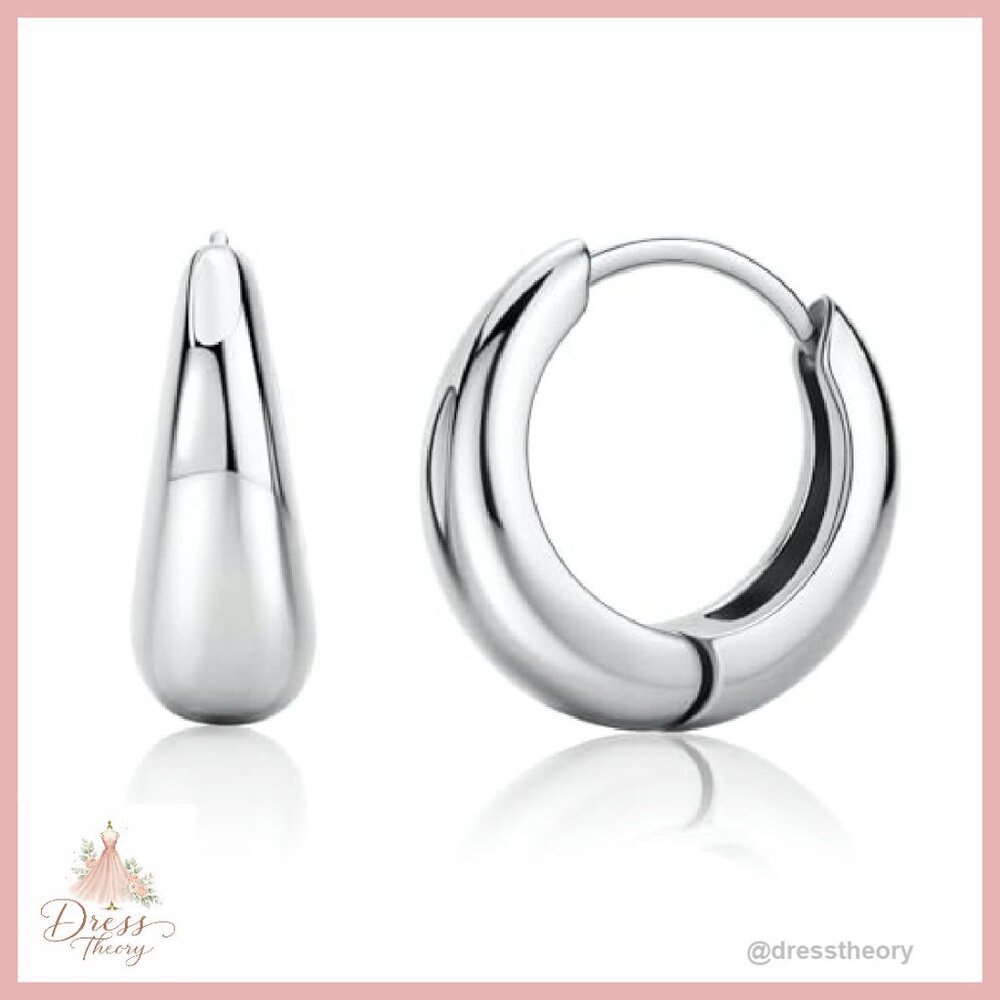 Stainless Steel Huggie Hoop Earrings Non Tarnish Hypoallergenic Daily Wear - Picture 2 of 8